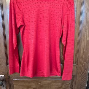 ZYIA Red Perforated “Chill” Long-Sleeve Performance Top